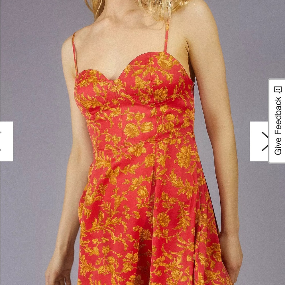 Urban Outfitters Red and Gold Patterned Top